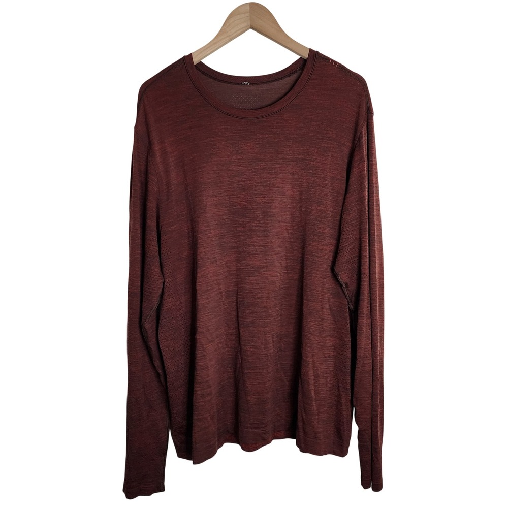 Lululemon Metal Vent Tech Long Sleeve Shirt Mens XL Maroon Heathered Mesh